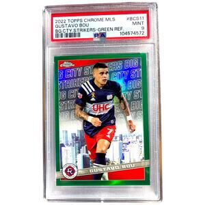 2022 Topps Chrome MLS Big City Strikers Green #BCS-11 Gustavo Bou /75 PSA 9